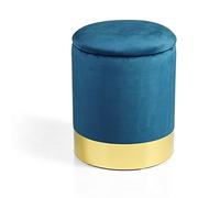 Baroni Home Puf con almacenaje, Terciopelo, 31X31X39 - Azul