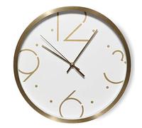 Baroni Home Reloj de pared de PVC de estilo moderno, 25 cm, silencioso, números grandes dorados