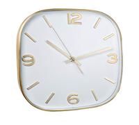 Baroni Home Reloj de pared de PVC de estilo moderno, 29 x 29 cm, silencioso, números grandes cuadrados dorados