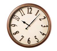 Baroni Home Reloj de pared de PVC silencioso, estilo vintage, bronce, números en relieve, 46 x 46 x 5 cm