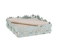 Baroni Home Servilletero decorativo de metal con motivo de hoja, diseño moderno para mesa y cocina, contenedor para servilletas, línea Ibiscus, 17 x 17 x 6 cm