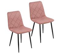 Baroni Home Set de 2 Sillas Modernas con Tapizado de Terciopelo y Patas de Hierro Negro, Sillón para Salón, Dormitorio, Comedor, 52x44x85 cm, Rosa