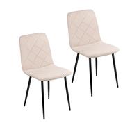 Baroni Home Set de 2 Sillas Modernas con Tapizado de Terciopelo y Patas de Hierro Negro, Sillón para Salón, Dormitorio, Comedor, 52x44x85 cm, Beige