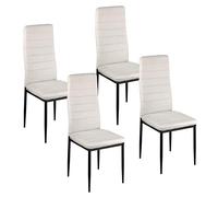 Baroni Home Set de 4 Sillas de Comedor con Respaldo Alto y Asiento Ergonómico con Costuras Decorativas, Sillas Elegantes Acolchadas en Terciopelo Estructura de Acero, 42x43x98 cm, Terciopelo Blanco
