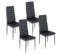 Baroni Home Set de 4 Sillas de Comedor con Respaldo Alto y Asiento Ergonómico con Costuras Decorativas, Sillas Elegantes Acolchadas en Terciopelo con Estructura de Acero, 42x43x98 cm, Terciopelo Negro