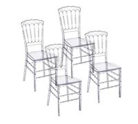 Baroni Home Set de 4 Sillas de Policarbonato Transparente, Asiento de Diseño Elegante Apilable e Impermeable para Sala de Estar, Comedor, Dormitorio, 38X38X91 cm, Bambú