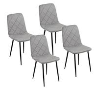 Baroni Home Set de 4 Sillas Modernas con Tapizado de Terciopelo y Patas de Hierro Negro, Sillón para Salón, Dormitorio, Comedor, 52x44x85 cm, Gris