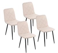 Baroni Home Set de 4 Sillas Modernas con Tapizado de Terciopelo y Patas de Hierro Negro, Sillón para Salón, Dormitorio, Comedor, 52x44x85 cm, Beige