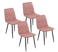 Baroni Home Set de 4 Sillas Modernas con Tapizado de Terciopelo y Patas de Hierro Negro, Sillón para Salón, Dormitorio, Comedor, 52x44x85 cm, Rosa