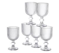 Baroni Home Set de 6 Copas de Vino de Vidrio Coloreadas y Decoradas con Rayas en Relieve 20 CL, Copas Elegantes Lavables en Lavavajillas, 8x8x14,5 cm, Transparente