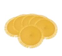 Baroni Home Set de 6 Manteles Individuales Redondos de Paja Sintética Colorida, Manteles para Plato, Mantel Americano para Desayuno, Diámetro 38 cm, Amarillo