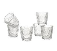 Baroni Home Set de 6 Vasos de Vidrio Decorados con Acabados en Relieve 30 CL, Vasos Elegantes Lavables en Lavavajillas, 8x8x10 cm, Efecto Hielo