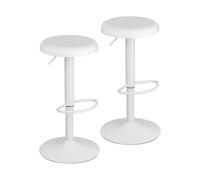 Baroni Home Set de Taburetes Giratorios Sin Respaldo, Altura Ajustable, en Asiento de PP y Acero, para Comedor, Cocina, Bar, Ligeros y de Fácil Montaje, 35x35x55-76 cm, Blanco, 2 Unidades