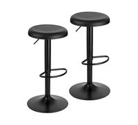 Baroni Home Set de Taburetes Giratorios Sin Respaldo, Altura Ajustable, en Asiento de PP y Acero, para Comedor, Cocina, Bar, Ligeros y de Fácil Montaje, 35x35x55-76 cm, Negro, 2 Unidades