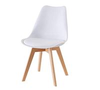 Baroni Home Silla de Comedor o de Trabajo con Patas de Madera, Silla Ergonómica con Cojín Integrado, 50X48X82 cm (Blanco, 1)