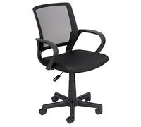 Baroni Home Silla de Escritorio Ergonómica Negra de Acero Resistente y Espuma Blanda con Reposabrazos y Ruedas Giratorias, Altura Ajustable, 55x48x92 cm