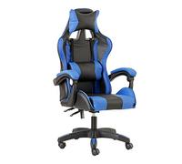 Baroni Home - Silla De Gaming Azul y Negra, Silla Ergonómica de Oficina con Respaldo Regulable de 90° a 120°, con Reposacabezas, reposabrazos y Soporte Lumbar. Rotación omnidireccional de 360°
