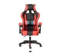 Baroni Home Silla de Gaming Ergonómica con Masajeador Lumbar, Silla de Oficina con Respaldo Reclinable con Cojines Ajustables Reposacabezas y Soporte de Espalda, 50x55x117 cm (Rojo)
