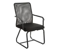 Baroni Home Silla De Oficina con Reposabrazos y Respaldo Ergonómico en Lona Transpirable, Silloncito para Salas de Espera y Conferencias, 47X60X92 cm, Capacidad de Carga 130 kg, Color Negro