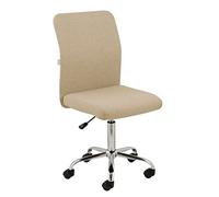 Baroni Home Silla de Oficina de Tela Giratoria de 360°, Silla Acolchada De Oficina con Altura Ajustable sin Reposabrazos, Asiento Ergonómico, Beige, 44x50x110 cm