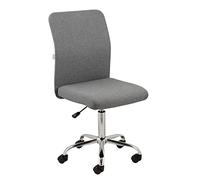 Baroni Home Silla de Oficina de Tela Giratoria de 360°, Silla Acolchada De Oficina con Altura Ajustable sin Reposabrazos, Asiento Ergonómico, Gris, 44x50x110 cm