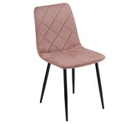 Baroni Home Silla Moderna con Tapizado de Terciopelo y Patas de Hierro Negro, Sillón para Salón, Dormitorio, Comedor, 52x44x85 cm, Rosa