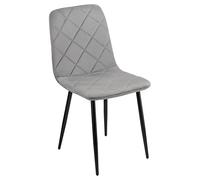 Baroni Home Silla Moderna con Tapizado de Terciopelo y Patas de Hierro Negro, Sillón para Salón, Dormitorio, Comedor, 52x44x85 cm, Gris