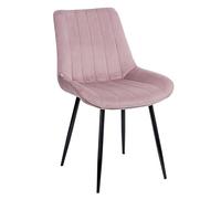 Baroni Home Silla Moderna de Terciopelo y Patas de Acero Negro, Sillón de Salón, Dormitorio, Comedor, Rosa Polvo, 1 unidad, 53x86x44 cm
