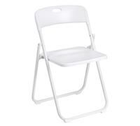 Baroni Home Silla Plegable con Estructura de Acero y PVC, Asiento Plegable Que Ahorra Espacio con Pies y Asa, para Viaje, Cocina, Salón, Dormitorio, 74x43x49 cm, 1 Unidad, Blanco