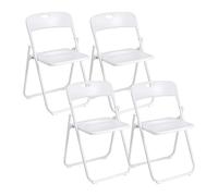 Baroni Home Silla Plegable con Estructura de Acero y PVC, Asiento Plegable Que Ahorra Espacio con Pies y Asa, para Viaje, Cocina, Salón, Dormitorio, 74x43x49 cm, 4 Unidades, Blanco