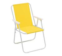 Baroni Home Silla Plegable de Playa, Silla de Playa o Camping de Tela, Silla de Exterior con Reposabrazos de Color, 52 x 44 x 76 cm (Amarillo, 1 Pieza)