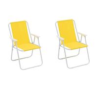 Baroni Home Silla Plegable de Playa, Silla de Playa o Camping de Tela, Silla de Exterior con Reposabrazos de Color, 52 x 44 x 76 cm (Amarillo, 2 Piezas)