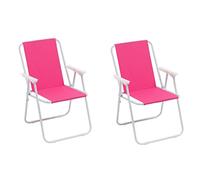 Baroni Home Silla Plegable de Playa, Silla de Playa o Camping de Tela, Silla de Exterior con Reposabrazos de Color, 52 x 44 x 76 cm (Rosa, 2 Piezas)
