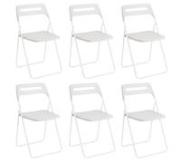 Baroni Home Silla Plegable para Ahorrar Espacio, Silla de Comedor para Interior y Exterior con Estructura de Acero, 42x38x78 cm (Blanco, 6)
