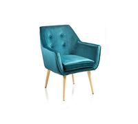 Baroni Home - Sillón Acolchado en Terciopelo con Estructura de Madera Natural, Color Azul Petrolio, 65X65X85 cm. Ideal para salón, Cocina, Dormitorio, Oficina.