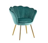 Baroni Home Sillón de Terciopelo en Forma de Concha con Patas Doradas Brillantes, Silla para Salón, Comedor, Dormitorio, 69x71x84 cm, Tiffany