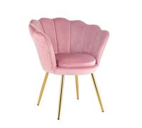 Baroni Home Sillón de Terciopelo en Forma de Concha con Patas Doradas Brillantes, Silla para Salón, Comedor, Dormitorio, 69x71x84 cm, Rosa Empolvado