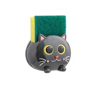 Baroni Home Soporte para esponja de cocina y fregadero, porta esponja para fregadero de cocina, diseño de gato negro