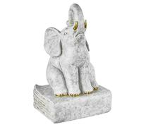Baroni Home Sujetalibros de Resina, Soportes de Libros, Sujeta Libros Antideslizantes, Resistentes y Elegantes, Sujetalibros Decorativos, Efecto mármol, Diseño Moderno, 13x11x22 cm (Elefante)