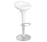 Baroni Home Taburete de Bar Giratorio con Altura Ajustable, Asiento de Plástico, Base Cromada con Reposapiés y Fondo Antiarañazos, Taburete de Cocina y Península, 40x 45x59-79 cm, Blanco 1 Pieza