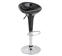 Baroni Home Taburete de Bar Giratorio con Altura Ajustable, Asiento de Plástico, Base Cromada con Reposapiés y Fondo Antiarañazos, Taburete de Cocina y Península, 40x 45x59-79 cm, Negro 1 Pieza