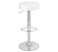 Baroni Home Taburete de Bar Giratorio con Altura Ajustable, Base Cromada con Reposapiés y Fondo Antiarañazos, Taburete de Cocina y Península, Fácil de Montar, 35x45x59-79 cm, Blanco 1 Pieza