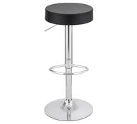 Baroni Home Taburete de Bar Giratorio con Altura Ajustable, Base Cromada con Reposapiés y Fondo Antiarañazos, Taburete de Cocina y Península, Fácil de Montar, 35x45x59-79 cm, Negro 1 Pieza