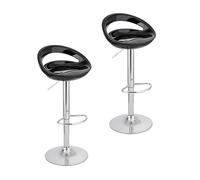 Baroni Home Taburete Giratorio de Altura Ajustable, Asiento de Plástico y Espiga, Base Cromada, Reposapiés y Fondo Antiarañazos, Taburete de Cocina y Península, 37x45x59-79 cm, Negro, 2 Piezas