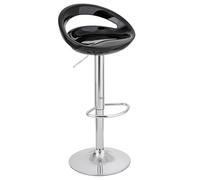 Baroni Home Taburete Giratorio de Altura Ajustable, Asiento de Plástico y Espiga, Base Cromada, Reposapiés y Fondo Antiarañazos, Taburete de Cocina y Península, 37x45x59-79 cm, Negro, 1 Pieza