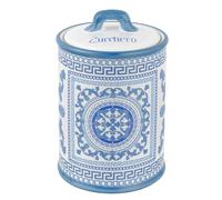 Baroni Home - Tarro de azúcar decorado en cerámica con tapa hermética, accesorio de cocina colorido, línea de mayólica azul, 11 x 11 x 17 cm