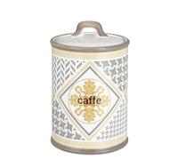 Baroni Home Tarro de café decorado de cerámica con tapa hermética, accesorio de cocina colorido resistente, línea Domus, 11 x 11 x 17 cm