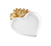 Baroni Home Vaciabolsillos Sagrado Corazón con llama, bandeja para joyas de resina dorada, bandeja decorativa ex-voto, idea regalo, 17 x 22 x 2 cm (blanco llama dorada)