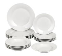 Baroni Home Vajilla de 18 Piezas de Porcelana, Juego de Platos para 6 Personas, Platos Hondos, Platos Llanos, de Frutas o Dulces, Estilo Blanco