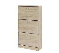 Baroni Home - Zapatero de Entrada Compacto de Madera melamínica. Zapatero con cajones a Doble Profundidad y 3 Puertas abatibles, Guarda hasta 18 Pares de Zapatos. Medidas 24x63x120 cm